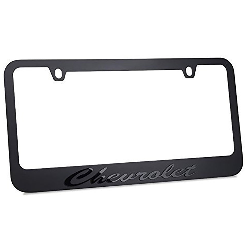 thumbnail image 2 of 2-Pack Black Stainless Steel License Plate Frames For Chevy Chevrolet – Front Or Rear 2 of 6