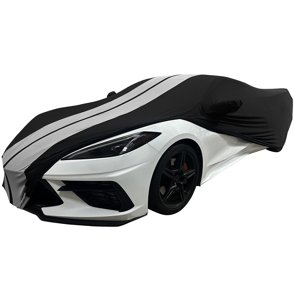 Housse De Voiture Complète Pour Chevrolet Corvette C7 2014-2019 - Imperméable Et Coupe-vent - Noir Et Rouge