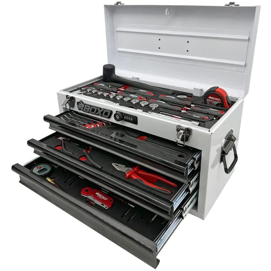BOXO USA 69-Piece Metric Go Kart Tool Kit With Black 3-Drawer Hand Car ...